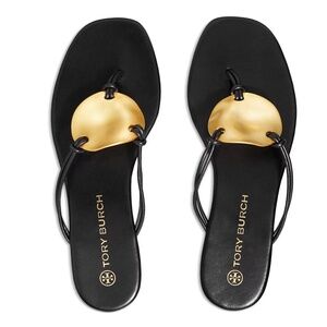 Tory Burch Patos Black and Gold Women's Sandals NWT